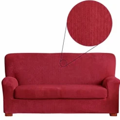 Copridivano Elasticizzato 165-220 cm | 3 posti con copriseduta bordeaux