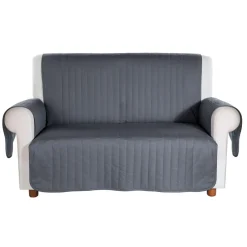 Copridivano trapuntato Caleffi Bicolor in cotone 2 posti grigio reversibile