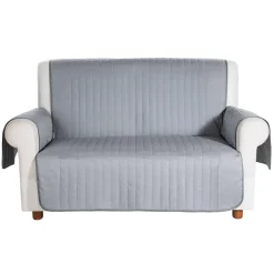 Copridivano trapuntato Caleffi Bicolor in cotone 2 posti grigio reversibile