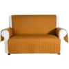 Copridivano trapuntato Caleffi Bicolor in cotone- 3 posti cognac