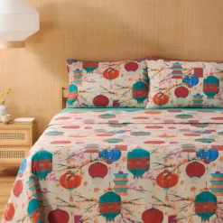 Copriletto in cotone Bassetti matrimoniale estivo Kyoto beige