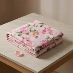 Copriletto Jacquard Floreale Matrimoniale a fiori rosa