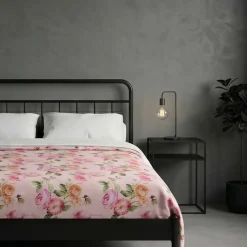 Copriletto Jacquard Floreale Matrimoniale a fiori rosa