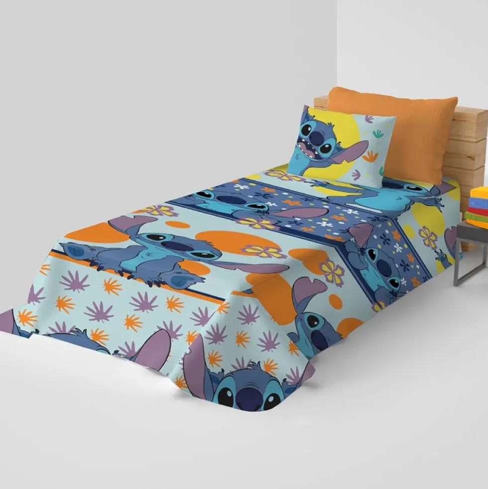 Copriletto leggero estivo Stitch in cotone Singolo Disney Original