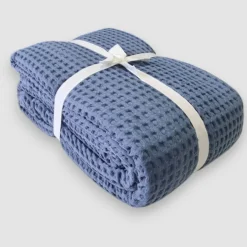 Copriletto leggero in Nido Apone matrimoniale denim in cotone