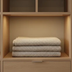 Copriletto matrimoniale Apone, beige, tessuto goffrato, 260x260 cm