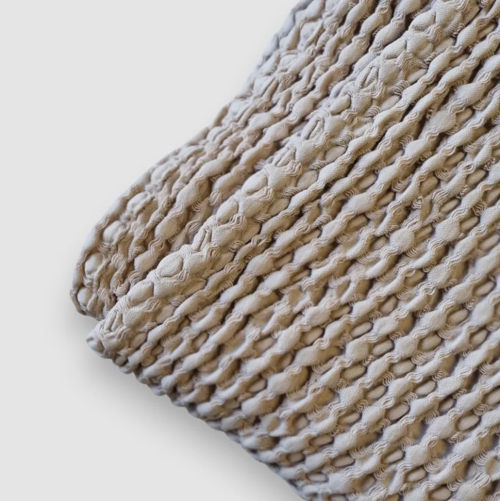 Copriletto matrimoniale Apone, beige, tessuto goffrato, 260x260 cm