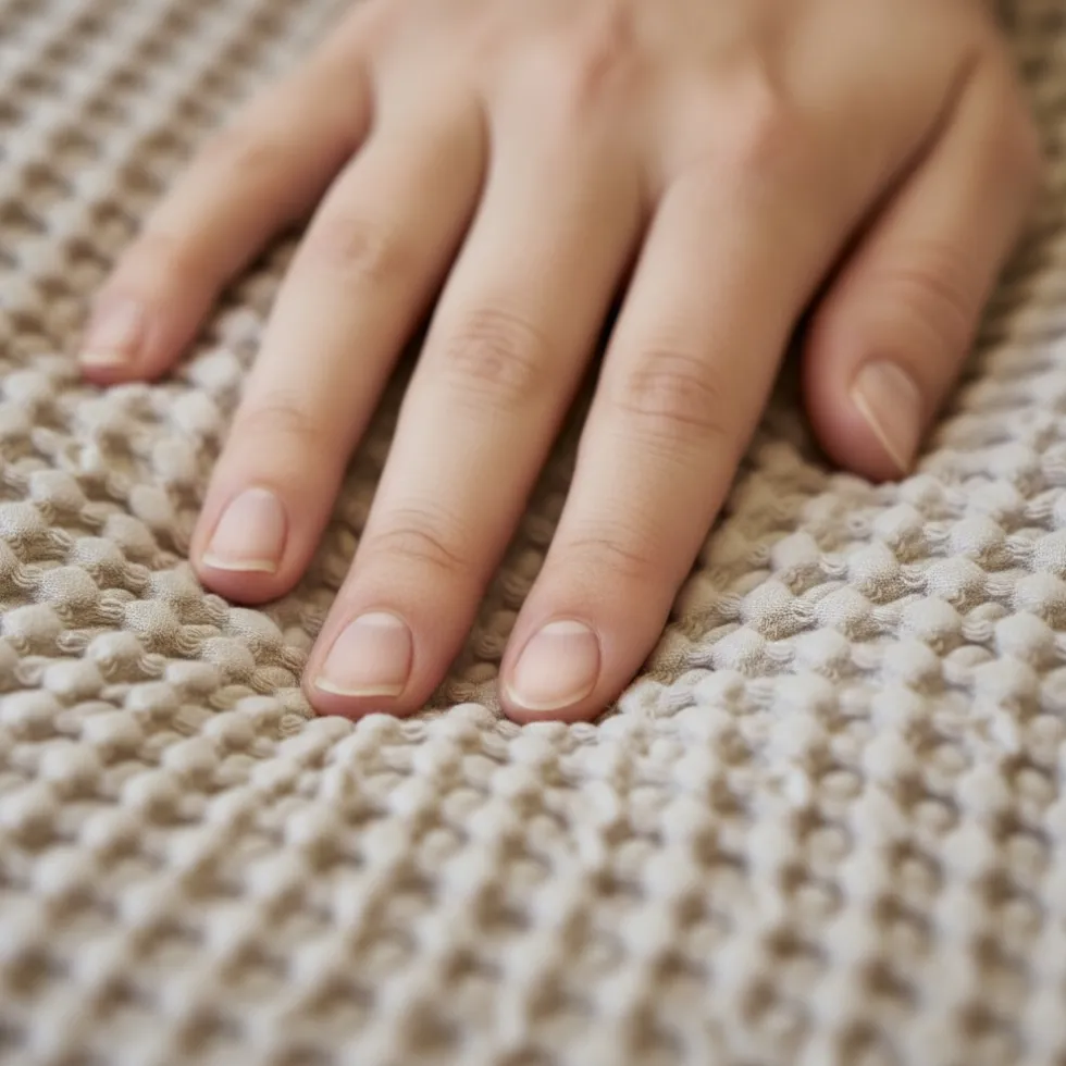 Copriletto matrimoniale Apone, beige, tessuto goffrato, 260x260 cm