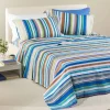 Copriletto matrimoniale in cotone piquet Caleffi Bristol righe blu