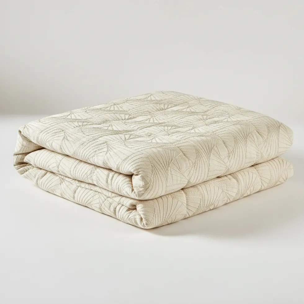 Copriletto matrimoniale primaverile VALLESUSA Olivia jacquard avorio