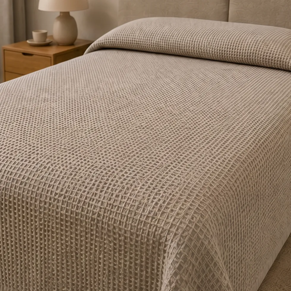 Copriletto Nido d'Ape tortora SINGOLO | Cotone 170x260