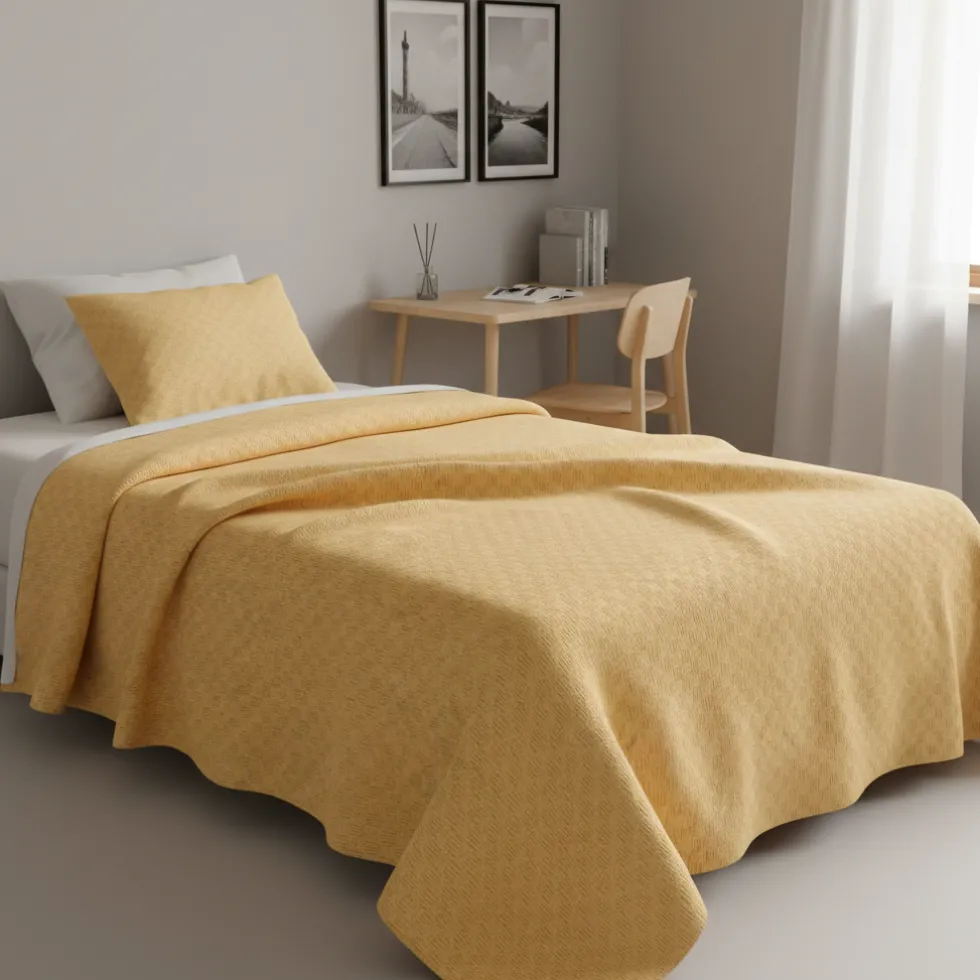 Copriletto Piazza e Mezza Gabel Hugo giallo oro | Cotone Sicuro