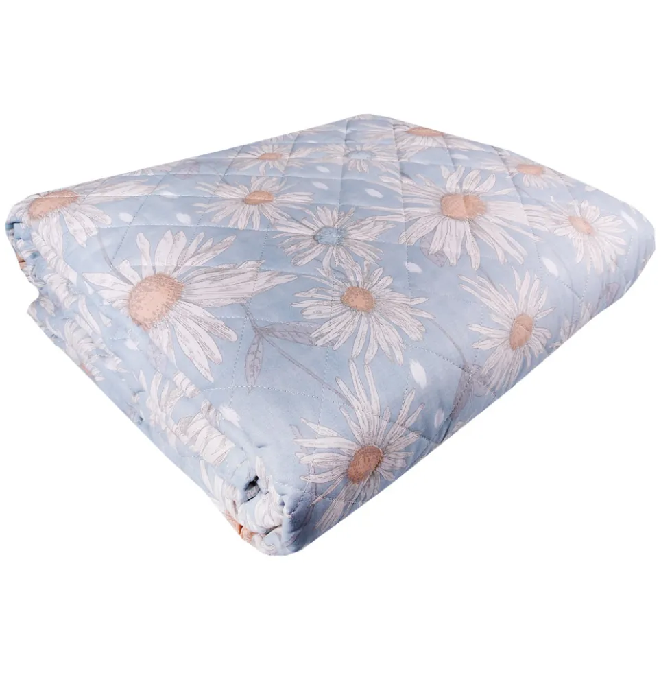 Copriletto primaverile MARGHERITA coperta imbottita leggera cielo