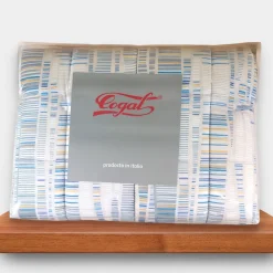 Copriletto primaverile matrimoniale in cotone Day Dream 2402 righe bluette