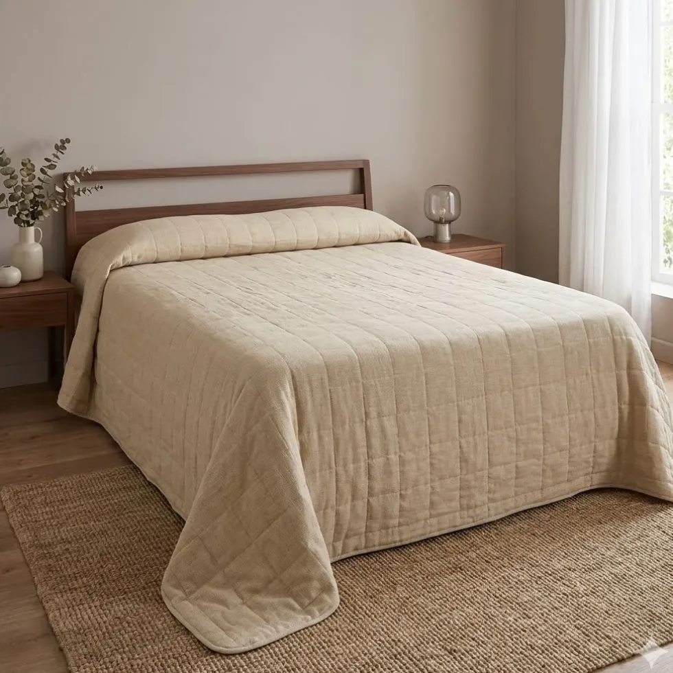 Copriletto primaverile piazza e mezza GABEL Chromo Skin champagne