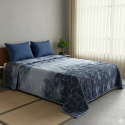 Copriletto primaverile trapuntato singolo 170x265 GABEL Deco blu