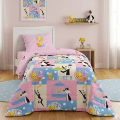 Copriletto trapuntato in cotone Caleffi I Love Tweety