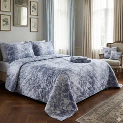 Copriletto Trapuntato Matrimoniale ESSENZA HOME Aurelie BLU