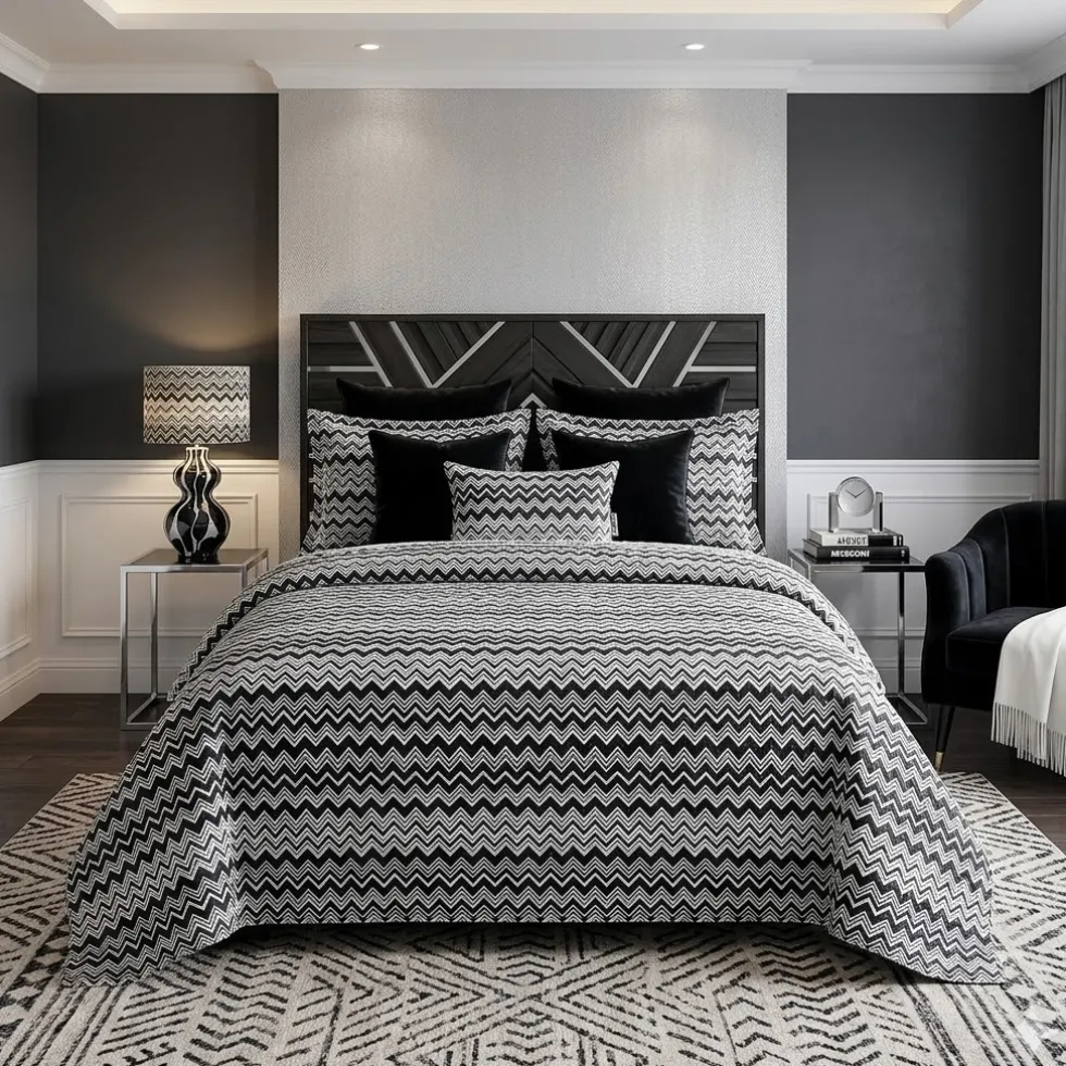 Copriletto trapuntato matrimoniale 2 piazze Missoni Home OZ bianco nero