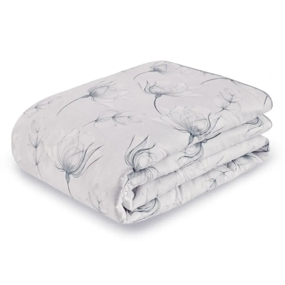 Copriletto trapuntato matrimoniale elegante ZUCCHI floreale grigio