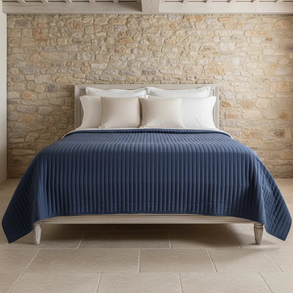 Copriletto trapuntato Mezza Stagione Singolo blu 170x250 tinta unita