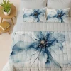 Copriletto trapuntato Primaverile matrimoniale floreale azzurro
