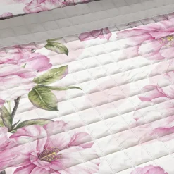 Copriletto trapuntato Primaverile matrimoniale Becka fiori rosa
