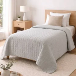 Copriletto trapuntato Singolo grigio 170x260 Anallergico | Soft Effect