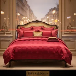 Copriletto TRUSSARDI matrimoniale ricamato Tidy ribes