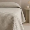 Copriletto 170x260 cm Nido d'Ape Singolo Puro Cotone perla