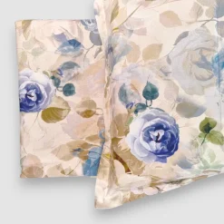 Copripiumini Matrimoniali MIRABELLO Limoges Blu Beige Percalle