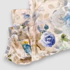 Copripiumini Matrimoniali MIRABELLO Limoges Blu Beige Percalle