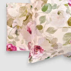 Copripiumini Matrimoniali MIRABELLO Limoges Rosa Beige Percalle
