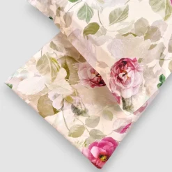 Copripiumini Matrimoniali MIRABELLO Limoges Rosa Beige Percalle