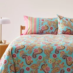 Copripiumino Bassetti GRANFOULARD Rapallo T1 Matrimoniale turchese