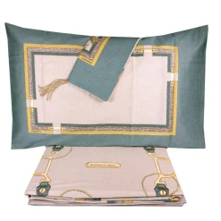 Copripiumino Borbonese matrimoniale 2 piazze completo raso ASCOT verde