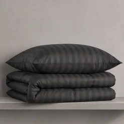 Copripiumino con federe matrimoniale NO-STIRO Luxea jacquard nero