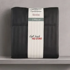 Copripiumino con federe matrimoniale NO-STIRO Luxea jacquard nero