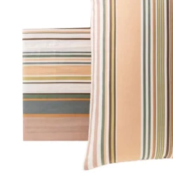 Copripiumino e federa in cotone singolo Bali Stripe beige