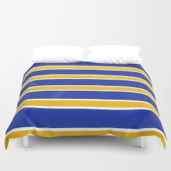 Copripiumino e federe a righe giallo-blu in puro cotone POLO Vallesusa