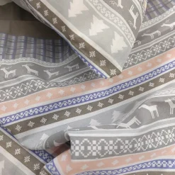 Copripiumino e federe cotone matrimoniale CLAUS renne beige