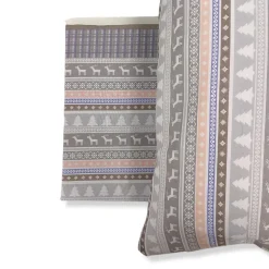 Copripiumino e federe cotone matrimoniale CLAUS renne beige