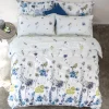 Copripiumino e federe in cotone matrimoniale Day Dream floreale blu