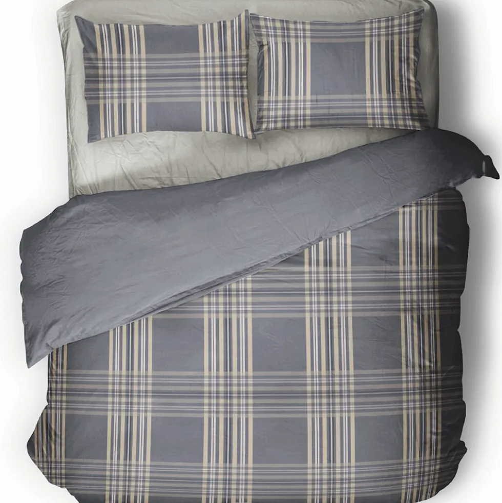 Copripiumino e Federe NOVIA Abacus tartan AVIO puro cotone