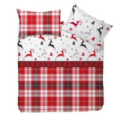 Copripiumino in cotone con federe HAPPIDEA Deer tartan