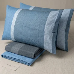 Copripiumino in cotone matrimoniale Bassetti Nostalgia zig-zag blu