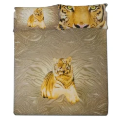 Copripiumino matrimoniale completo 2 piazze Gabel TIGER oro in cotone
