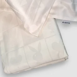 Copripiumino matrimoniale e federe in raso PLAYBOY Jacquard bianco
