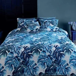 Copripiumino matrimoniale e federe BEDDING HOUSE Lanai foglie blu