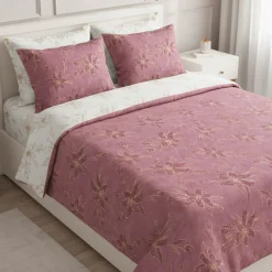Copripiumino matrimoniale in percalle Bellora Fashion Gold rosa scuro